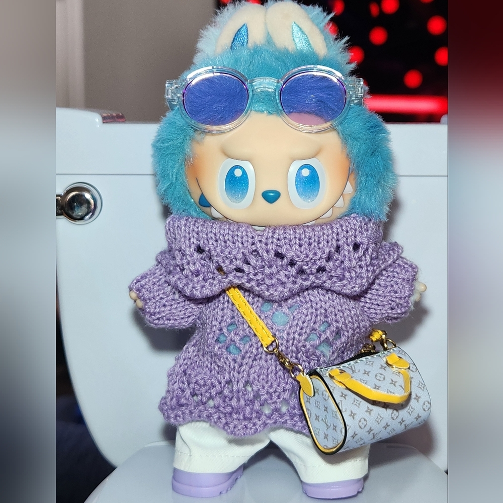 Fits Labubu Clothes Purple Sweater